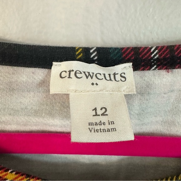 J. Crew Crewcuts Girls Tartan Knit Tiered Top Long Sleeve Scoop Neck Sz 12 GUC - Picture 3 of 6